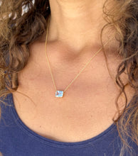 Load image into Gallery viewer, Emerald Cut Natural Aquamarine Bezel Set, Solitaire Necklace And Chain, Pendant, Wedding Dainty Minimalist 14k Solid Yellow Gold 2.75ct