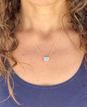 Load image into Gallery viewer, Emerald Cut Natural Aquamarine Bezel Set, Solitaire Necklace And Chain, Pendant, Wedding Dainty Minimalist 14k Solid Yellow Gold 2.75ct