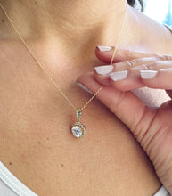 Load image into Gallery viewer, Round Cut Moissanite Pendant Necklace Set In 14K Solid Yellow Gold Wedding Gift Halo Style Filigree Bridal Gift 1.75ctw Chain Included