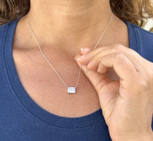 Load image into Gallery viewer, Emerald Diamond Bezel Set Solitaire Necklace and Chain In IGI Certified 14k Solid White Gold Pendant And Chain Bridal Wedding Gift 2.00ct