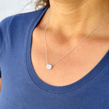 Load image into Gallery viewer, Emerald Diamond Bezel Set Solitaire Necklace and Chain In IGI Certified 14k Solid White Gold Pendant And Chain Bridal Wedding Gift 2.00ct