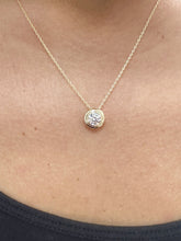 Load image into Gallery viewer, Round Cut Simulated Diamond Solitaire Necklace And Chain Dainty Minimalist Bezel Set 14k Solid Yellow Gold Pendant Bridal Wedding Gift 1.00