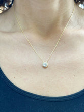 Load image into Gallery viewer, Round Cut Simulated Diamond Solitaire Necklace And Chain Dainty Minimalist Bezel Set 14k Solid Yellow Gold Pendant Bridal Wedding Gift 1.00