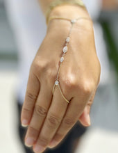 Load image into Gallery viewer, Finger Bracelet Moissanites Ring Bracelet Gold Hand Chain Bracelet Set In 14k Solid Yellow Gold Chain Bracelet Gift For Her 0.85ctw