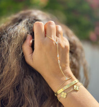 Load image into Gallery viewer, Finger Bracelet Moissanites Ring Bracelet Gold Hand Chain Bracelet Set In 14k Solid Yellow Gold Chain Bracelet Gift For Her 0.85ctw