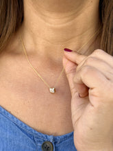 Load image into Gallery viewer, Emerald Cut Moissanite Bezel Set Solitaire Necklace And Chain In Dainty Minimalist 14k Solid Yellow Gold Pendant Bridal Wedding Gift 2.00ct