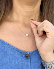 Load image into Gallery viewer, Emerald Cut Moissanite Bezel Set Solitaire Necklace And Chain In Dainty Minimalist 14k Solid Yellow Gold Pendant Bridal Wedding Gift 2.00ct