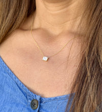 Load image into Gallery viewer, Emerald Cut Moissanite Bezel Set Solitaire Necklace And Chain In Dainty Minimalist 14k Solid Yellow Gold Pendant Bridal Wedding Gift 2.00ct