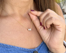 Load image into Gallery viewer, Emerald Cut Moissanite Bezel Set Solitaire Necklace And Chain In Dainty Minimalist 14k Solid Yellow Gold Pendant Bridal Wedding Gift 2.00ct