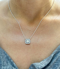 Load image into Gallery viewer, Round Cut Moissanite Filigree Style Solitaire Necklace And Chain Dainty 14k Solid White Gold Halo Pendant Wedding Gift For Her 0.95ctw