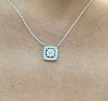 Load image into Gallery viewer, Round Cut Moissanite Filigree Style Solitaire Necklace And Chain Dainty 14k Solid White Gold Halo Pendant Wedding Gift For Her 0.95ctw