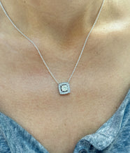 Load image into Gallery viewer, Round Cut Moissanite Filigree Style Solitaire Necklace And Chain Dainty 14k Solid White Gold Halo Pendant Wedding Gift For Her 0.95ctw