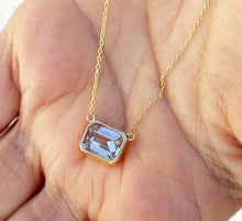 Load image into Gallery viewer, Emerald Diamond Bezel Set Solitaire Necklace and Chain In IGI Certified 14k Solid Yellow Gold Pendant And Chain Bridal Wedding Gift 3.00ct