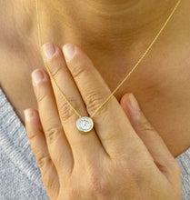 Load image into Gallery viewer, Round Cut Simulated Diamond Solitaire Necklace And Chain Dainty Minimalist Bezel Set 14k Solid Yellow Gold Pendant Bridal Wedding Gift 2.00