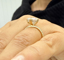 Load image into Gallery viewer, Round Cut Diamond Engagement Ring Inner Halo Style IGI Certified 14k Solid Yellow Gold Wedding Ring Double Prong Set Bridal Ring 3.50ctw