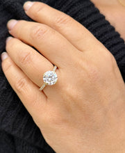 Load image into Gallery viewer, Round Cut Diamond Engagement Ring Inner Halo Style IGI Certified 14k Solid Yellow Gold Wedding Ring Double Prong Set Bridal Ring 3.50ctw