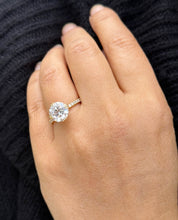 Load image into Gallery viewer, Round Cut Diamond Engagement Ring Inner Halo Style IGI Certified 14k Solid Yellow Gold Wedding Ring Double Prong Set Bridal Ring 3.50ctw