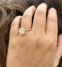 Load image into Gallery viewer, Round Cut Diamond Engagement Ring Inner Halo Style IGI Certified 14k Solid Yellow Gold Wedding Ring Double Prong Set Bridal Ring 3.50ctw