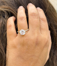 Load image into Gallery viewer, Round Cut Diamond Engagement Ring Inner Halo Style IGI Certified 14k Solid Yellow Gold Wedding Ring Double Prong Set Bridal Ring 3.50ctw