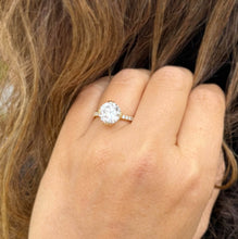 Load image into Gallery viewer, Round Cut Diamond Engagement Ring Inner Halo Style IGI Certified 14k Solid Yellow Gold Wedding Ring Double Prong Set Bridal Ring 3.50ctw