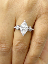 Load image into Gallery viewer, Marquise Cut Center And Kite Shape Sides Diamond Engagement Ring IGI Certified 14K Solid White Gold Bridal Ring Three Stone Style 2.70ctw