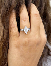 Load image into Gallery viewer, Marquise Cut Center And Kite Shape Sides Diamond Engagement Ring IGI Certified 14K Solid White Gold Bridal Ring Three Stone Style 2.70ctw
