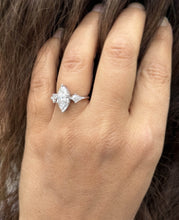Load image into Gallery viewer, Marquise Cut Center And Kite Shape Sides Diamond Engagement Ring IGI Certified 14K Solid White Gold Bridal Ring Three Stone Style 2.70ctw
