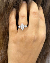 Load image into Gallery viewer, Marquise Cut Center And Kite Shape Sides Diamond Engagement Ring IGI Certified 14K Solid White Gold Bridal Ring Three Stone Style 2.70ctw
