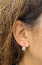 Load image into Gallery viewer, Large 14K Solid Yellow Gold Emerald Cut Moissanites Earrings Bezel Set Studs Lever Backs, Bridal Anniversary Gift Stud Earrings 5.00ctw