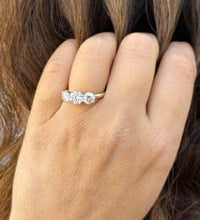 Load image into Gallery viewer, Three Stone Style Solitaire 14K Solid Yellow Gold Round Cut Simulated Diamonds Engagement Ring Prong Set Wedding Bridal Ring 2.00ctw