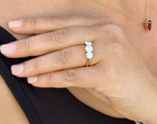 Load image into Gallery viewer, Three Stone Style Solitaire 14K Solid Yellow Gold Round Cut Simulated Diamonds Engagement Ring Prong Set Wedding Bridal Ring 2.00ctw