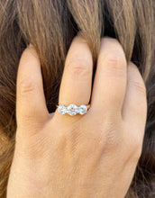 Load image into Gallery viewer, Three Stone Style Solitaire 14K Solid Yellow Gold Round Cut Simulated Diamonds Engagement Ring Prong Set Wedding Bridal Ring 2.00ctw