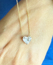 Load image into Gallery viewer, Hear Shape Simulated Diamond Solitaire Necklace And Chain Dainty Minimalist Prong Set 14k Solid Yellow Gold Pendant Bridal Wedding Gift 3.00