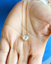 Load image into Gallery viewer, Hear Shape Simulated Diamond Solitaire Necklace And Chain Dainty Minimalist Prong Set 14k Solid Yellow Gold Pendant Bridal Wedding Gift 3.00