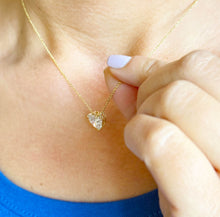 Load image into Gallery viewer, Hear Shape Simulated Diamond Solitaire Necklace And Chain Dainty Minimalist Prong Set 14k Solid Yellow Gold Pendant Bridal Wedding Gift 3.00
