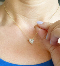 Load image into Gallery viewer, Hear Shape Simulated Diamond Solitaire Necklace And Chain Dainty Minimalist Prong Set 14k Solid Yellow Gold Pendant Bridal Wedding Gift 3.00