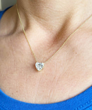 Load image into Gallery viewer, Hear Shape Simulated Diamond Solitaire Necklace And Chain Dainty Minimalist Prong Set 14k Solid Yellow Gold Pendant Bridal Wedding Gift 3.00