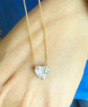Load image into Gallery viewer, Hear Shape Simulated Diamond Solitaire Necklace And Chain Dainty Minimalist Prong Set 14k Solid Yellow Gold Pendant Bridal Wedding Gift 3.00
