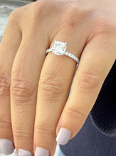 Load image into Gallery viewer, Cushion Cut And Round Cut Sides Moissanites Engagement Ring Prong Set Wedding Ring Minimalist Bridal Ring For Her 14K Solid White Gold 2.20