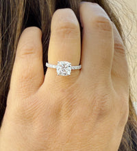 Load image into Gallery viewer, Cushion Cut And Round Cut Sides Moissanites Engagement Ring Prong Set Wedding Ring Minimalist Bridal Ring For Her 14K Solid White Gold 2.20
