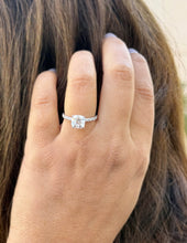 Load image into Gallery viewer, Cushion Cut And Round Cut Sides Moissanites Engagement Ring Prong Set Wedding Ring Minimalist Bridal Ring For Her 14K Solid White Gold 2.20