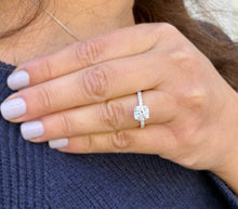 Load image into Gallery viewer, Cushion Cut And Round Cut Sides Moissanites Engagement Ring Prong Set Wedding Ring Minimalist Bridal Ring For Her 14K Solid White Gold 2.20
