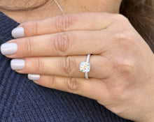 Load image into Gallery viewer, Cushion Cut And Round Cut Sides Moissanites Engagement Ring Prong Set Wedding Ring Minimalist Bridal Ring For Her 14K Solid White Gold 2.20