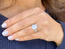 Load image into Gallery viewer, Rectangular Cushion Cut Moissanite Engagement Ring And Matching Band Set In 14K Solid White Gold Four Prong Wedding Ring And Band 5.20ctw