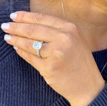 Load image into Gallery viewer, Rectangular Cushion Cut Moissanite Engagement Ring And Matching Band Set In 14K Solid White Gold Four Prong Wedding Ring And Band 5.20ctw