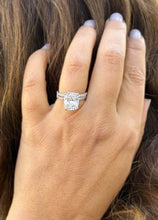 Load image into Gallery viewer, Rectangular Cushion Cut Moissanite Engagement Ring And Matching Band Set In 14K Solid White Gold Four Prong Wedding Ring And Band 5.20ctw