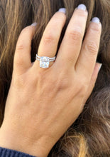 Load image into Gallery viewer, Rectangular Cushion Cut Moissanite Engagement Ring And Matching Band Set In 14K Solid White Gold Four Prong Wedding Ring And Band 5.20ctw
