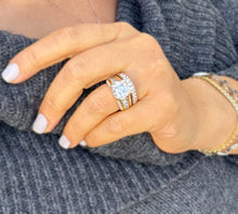 Load image into Gallery viewer, Cushion and Round Cut Moissanites Engagement Ring And Band Set In 14K Solid And Heavy Yellow Gold Wedding Bridal Set Hidden Halo Style 7.50