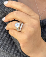 Load image into Gallery viewer, Cushion and Round Cut Moissanites Engagement Ring And Band Set In 14K Solid And Heavy Yellow Gold Wedding Bridal Set Hidden Halo Style 7.50