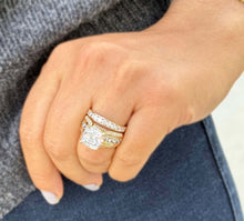 Load image into Gallery viewer, Cushion and Round Cut Moissanites Engagement Ring And Band Set In 14K Solid And Heavy Yellow Gold Wedding Bridal Set Hidden Halo Style 7.50
